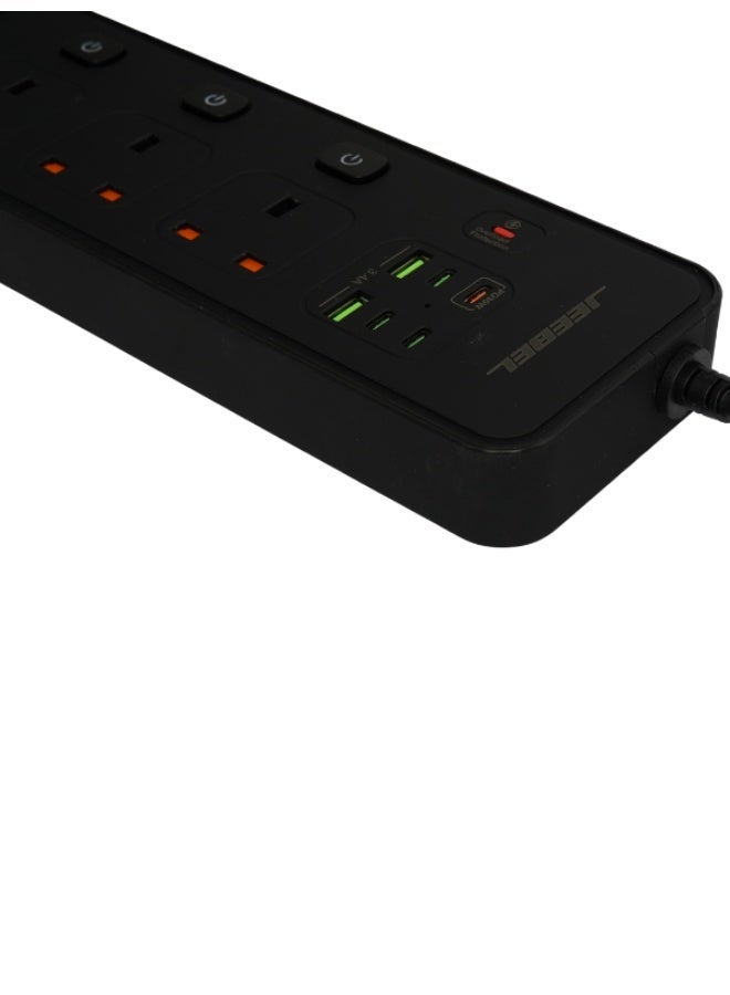 جيبيل توصيلة كهرباء فولتكس جيبيل | بقدرة 3250 واط 4 مقابس UK مستقلة + 2 USB + 4 USB-C PD طول السلك 3 متر – حماية متقدمة – معتمدة SASO - Image 3